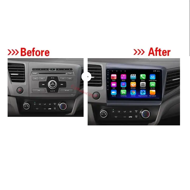 Radio Estéreo con GPS para coche, reproductor multimedia con android, dvd, carplay, para Honda Civic 2012 2013, venta al por mayor