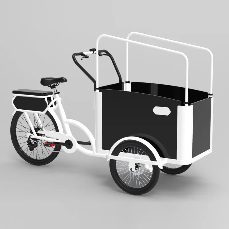 Di nuovo disegno classico cargo bike per la famiglia uso triciclo moderna bianco e nero bici