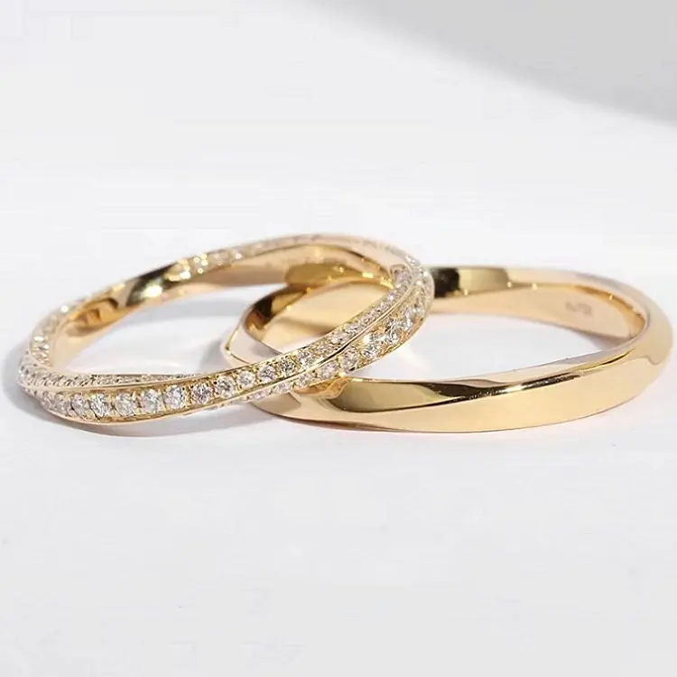 Fijne Sieraden Vrouwen Verlovingsring 14K Geel Goud Rose Goud Twist Mobius Ring D Vvs Moissanite Bruiloft Belofte Band Ring