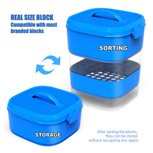 Contenedor de almacenamiento apilable con caja de almacenamiento organizadora de bloques de construcción de 4 capas asa de transporte para 3 bloques clasificadores de diferentes tamaños - Product Image 2
