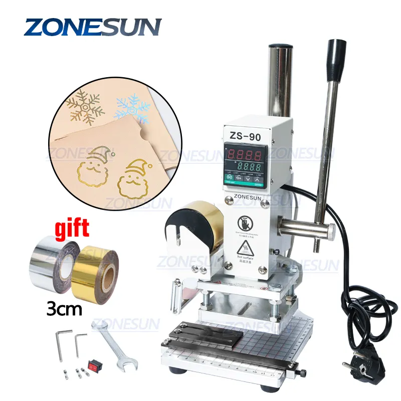 ZONESUN ZS90 작업 플레이트 스케일 핫 스탬핑 기계 Emboss 수동 Bronzing 기계 신발 Pvc 가죽 Pu 종이 로고