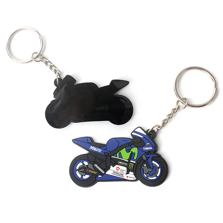 משלוח מהיר אישית קידום מתנה 2D קריקטורה אופנוע בצורת גומי רך PVC Keychain