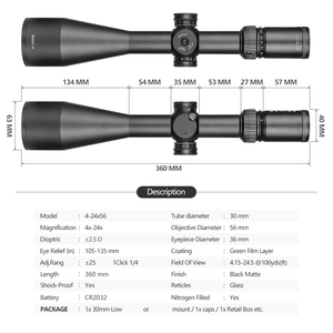 SPINA optik 4-24x56 SF taktik hassas optik kapsam alüminyum açık havada uzun menzilli rekabet için su geçirmez 30mm - Product Image 4