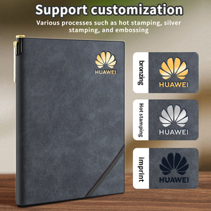 Customized A5 B5 Leather Bound Journals Cover <strong>Printing</strong> Logo Embossed Grey Leather <strong>Notebook</strong> <strong>with</strong> <strong>Elastic</strong> Band and Pen Holder - Product Image 2