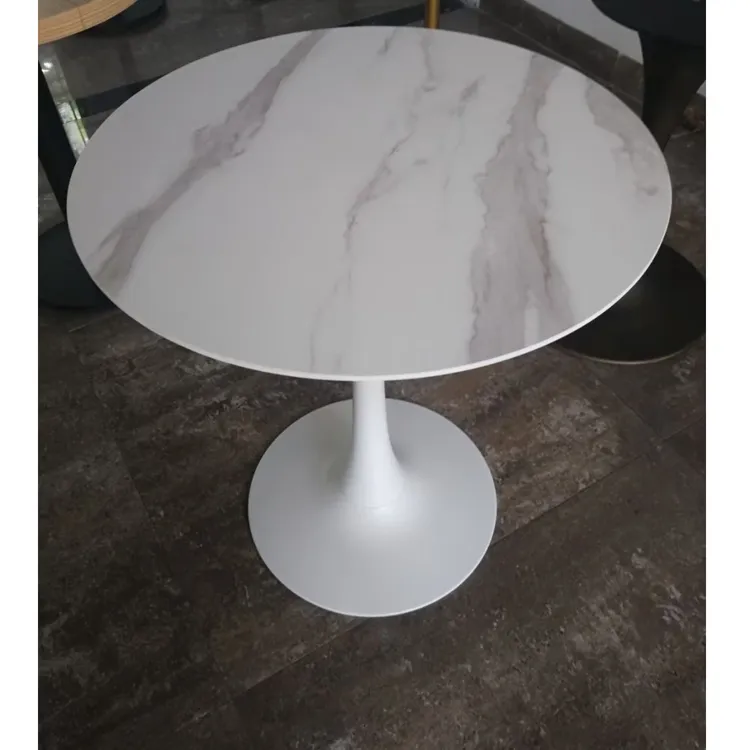 Table de salle à manger pliante en pierre de Quartz, blanche, avec chaise de taille Standard, en verre
