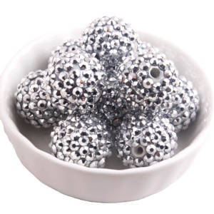 Silver Color <strong>Wholesales</strong> Handmade Beaded Resin Rhinestone Ball Beads for <strong>Pen</strong> Beadable 20MM