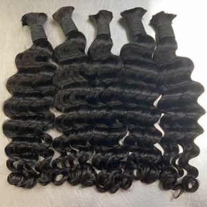 100g <strong>Bundle</strong> of Boho Braided Deep Curly 100% Raw Human Hair Bulk Knotless Extensions with Soft Hand Feeling Deep Wave Braids - Product Image 2