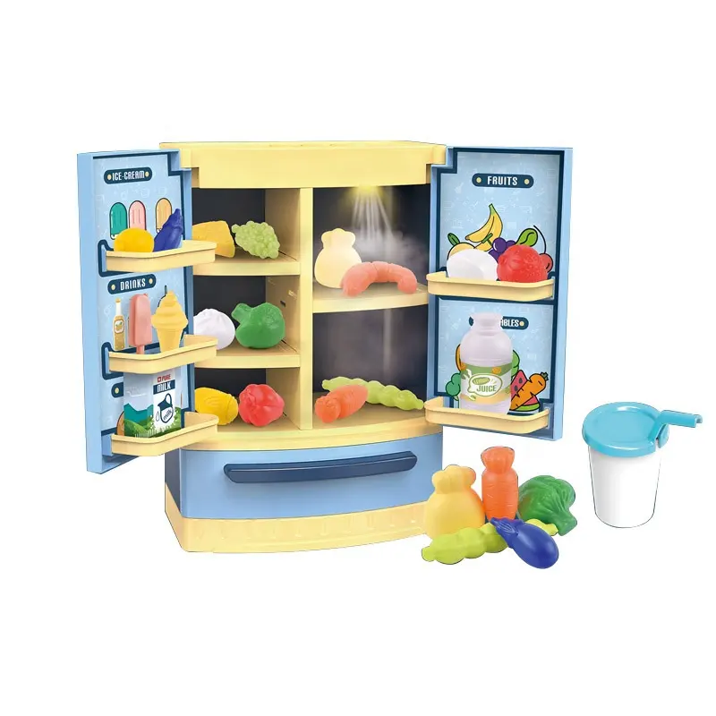 Crianças mini simulado refrigerador brinquedo playhouse simulação multi-funcional spray freezer armário frigorífico brinquedo cozinha play set