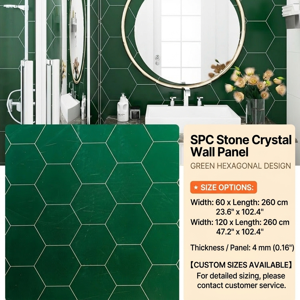 Spc stone-crystal wall panel-green hexagonal-style as in hotels