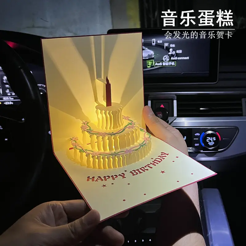 Kunden spezifische handgemachte alles Gute zum Geburtstag 3D-Grußkarten Kreative bunte Beleuchtung Musik Geburtstags karte für Kinder Geburtstags geschenk
