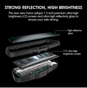 จอมอนิเตอร์กระจกมองหลังขนาด7.3นิ้วรองรับแอนดรอยด์และ iOS ดีไซน์ใหม่ - Product Image 5