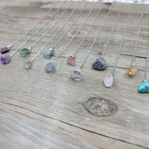 जी 2403 थोक स्टेनलेस स्टील चेन कच्चे रफ प्राकृतिक पत्थर क्रिस्टल क्वार्ट्ज पेंडेंट जेम्स्टोन हार फैशन गहने हार - Product Image 3