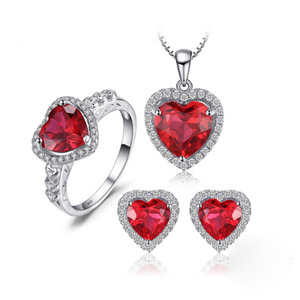 Gioielli di ADODO gioielli di lusso con diamante rosso rubino AAA zircone acqua collana Set di gioielli da sposa da donna