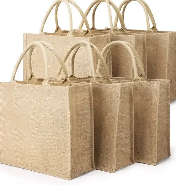 Üreticileri su geçirmez alışveriş japonya hatıra plaj çantası yeşil siyah gri çuval bezi jüt bayanlar çanta bangladeş