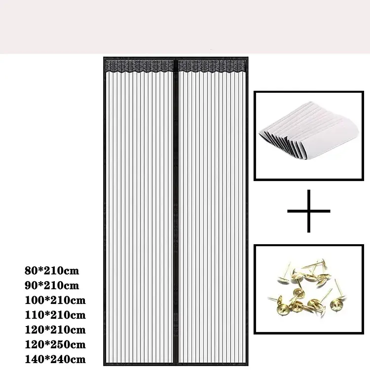 Summer home solid color stripe anti-mosquito anti-fly curtain solid color striped curtain self-installed mute curtain