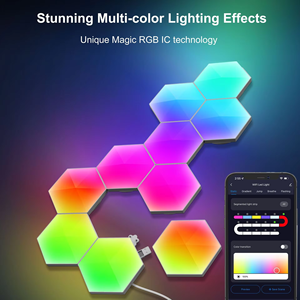 Aoying altıgen duvarlar için LED ışık s, akıllı RGBIC müzik Sync oyun odası dekoratif aydınlatma, oyuncular için RGB LED ışık ışık panelleri - Product Image 2