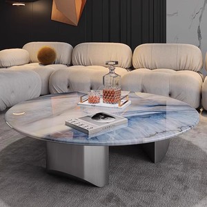อิตาลี muebles de sala โต๊ะกาแฟทันสมัยโต๊ะศูนย์หินไมโครไลท์สแตนเลสสำหรับบ้านโรงแรมวิลล่า - Product Image 2