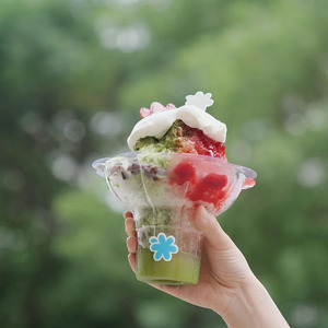 使い捨て可能320ml 450ml透明プラスチックカップ花型スノーコーンデザートムースボウルアイスクリームかき氷用