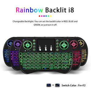 Teclado inalámbrico i8 Mini, 2,4 Ghz, retroiluminado, 7 colores, ruso, inglés, 3 colores, Air Mouse con mando a distancia Touchpad - Product Image 2