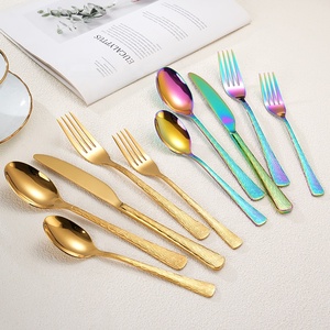 Cheap Tree <strong>Pattern</strong> Knife <strong>Spoon</strong> <strong>Fork</strong> Set Fancy Kitchen Silverware Stainless Steel 5 Pcs Gold Silverware Cutlery Set - Product Image 5
