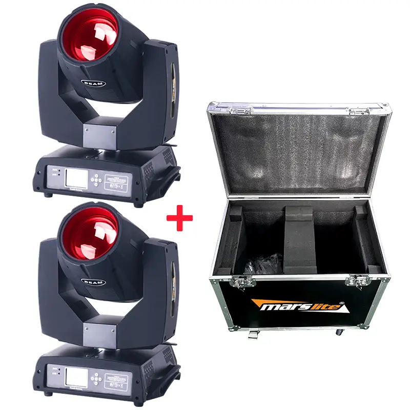 2 pezzi Pro 230w 7r Sharpy Beam 230 7r Cabeza Movil Light Dj Beam 7r Moving Head Stage illuminazione + Flight Case