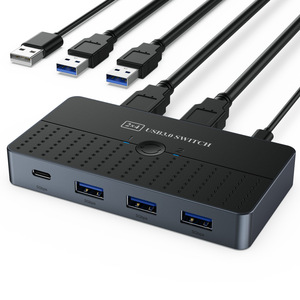 USB 3.0 KVMスイッチ2台のコンピューター共有キーボードマウスモニターと4つのUSB-Cデバイス - Product Image 1