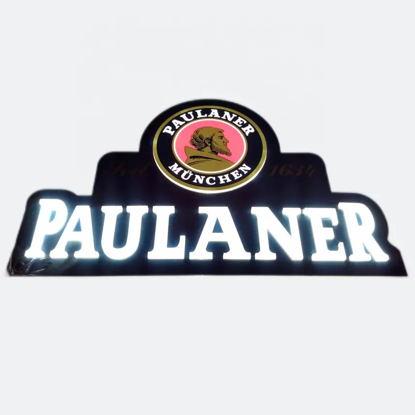 Изготовленный на заказ акриловый настенный Paulaner светодиодный световой знак для рекламного продвижения
