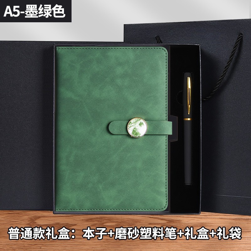 Hebilla redonda transparente - A5 - Verde oscuro - Caja de regalo estándar