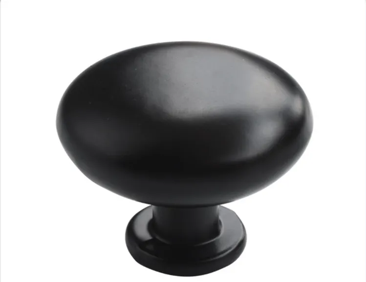 Poignée de meuble en alliage de Zinc noir solide poignée ronde armoire tiroir bouton trou unique poignée Simple