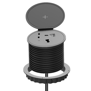 1 salida del Reino Unido 2 cubierta abatible USB enchufe de ojal de alimentación oculta de escritorio 3 en 1 enchufe de mesa de oficina con cubierta de carga inalámbrica de 5W - Product Image 1