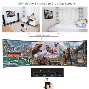 3x2 HDMI Matrix Switch 4K @ 60HZ 3 in 2 aus HDMI HD Switcher/Splitter, mit SPDIF und 3,5mm Audio Extractor