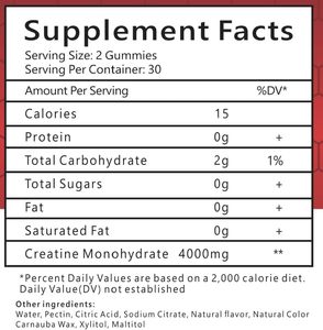 Özel etiket ön egzersiz takviyesi kreatin monohidrat enerji sakızlı kreatin gummies preworkout gummies kas büyümesi için