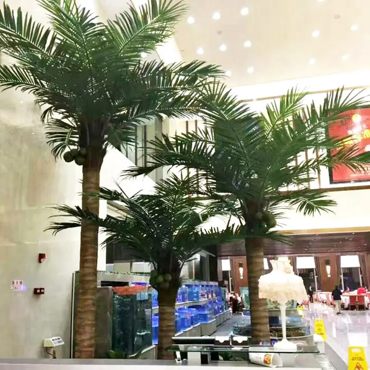 Árbol artificial de palmera de coco para interior y exterior, decoración de playa, tamaño grande y grande, 5m, buen precio