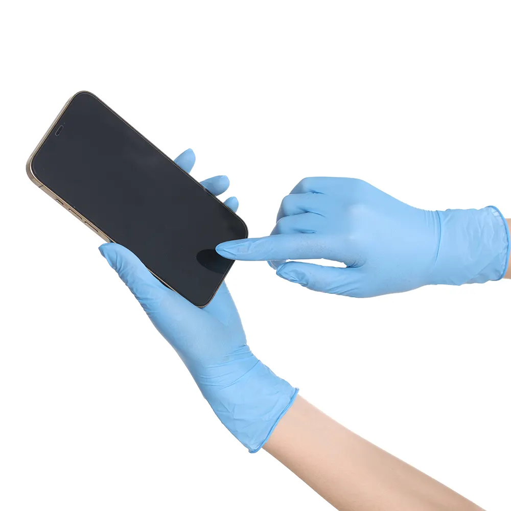 Titanfine-guantes de nitrilo desechables para examen, sin polvo, azul, 3,5g, Stock en EE. UU.