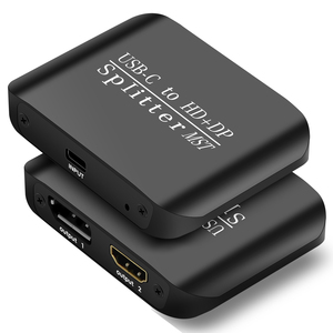 USB-C to <strong>HDMI</strong>+DP <strong>Splitter</strong> MST/SST <strong>1</strong> in <strong>2</strong> Out USB-C Type-C Switch <strong>Splitter</strong> <strong>1</strong> in <strong>2</strong> Out 4K60hz/1080P60hz Support 3D/HDR - Product Image 1