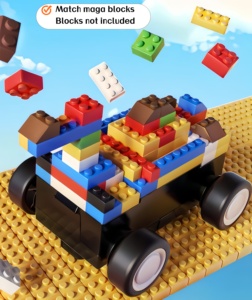 R/C Plush <strong>Toys</strong> Cartoon Wild Wonders Cars DIY Assemble and Disassemble Compatible with Building Blocks with Music - Product Image 3