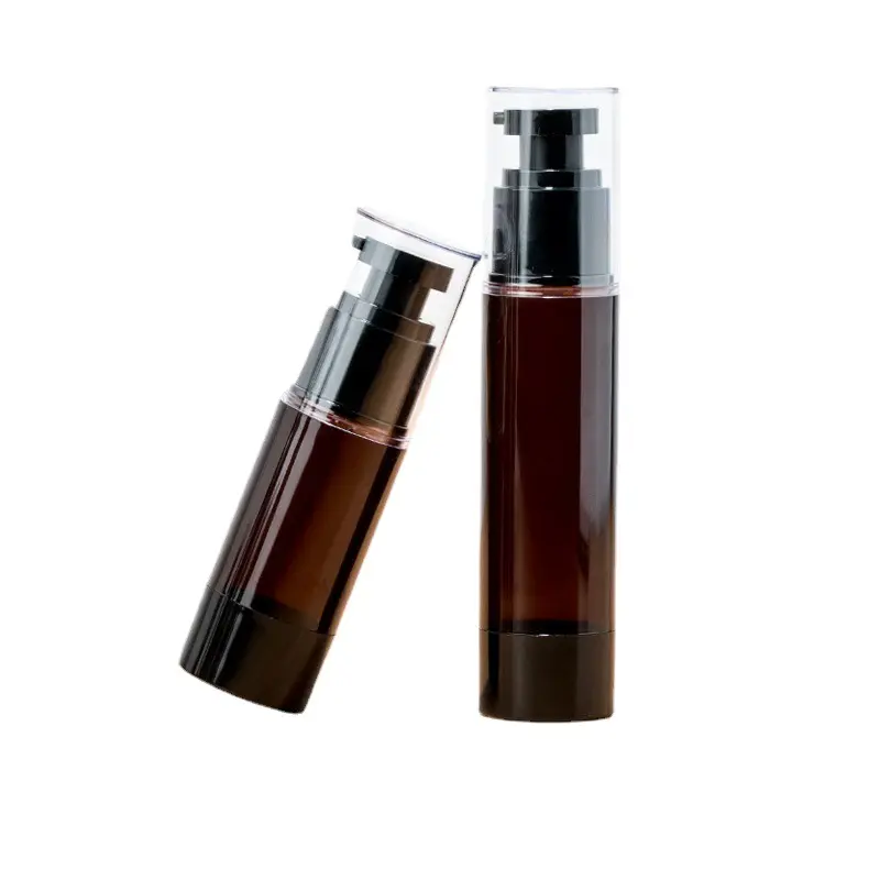 Plastic 15ml 30ml 50ml 100ml brown cosmetic vacuum airless spray pump bottle lotion bottle