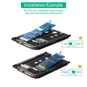 Dual <strong>M</strong>.<strong>2</strong> <strong>B</strong> <strong>Key</strong>/<strong>B</strong>&amp;<strong>M</strong> <strong>Key</strong> SSD to <strong>2</strong>.5&quot; SATA III with Frame Bracket - Retain MSATA SSD As 7mm <strong>2</strong>.5&quot; SATA Drive - Product Image 4