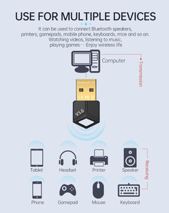 Hot USB für Bluetooth Adapter 5.0 Neuer drahtloser Audio-Sender Empfänger für PC Computer-kompatible Maus tastatur Quad DDR4 - Product Image 3