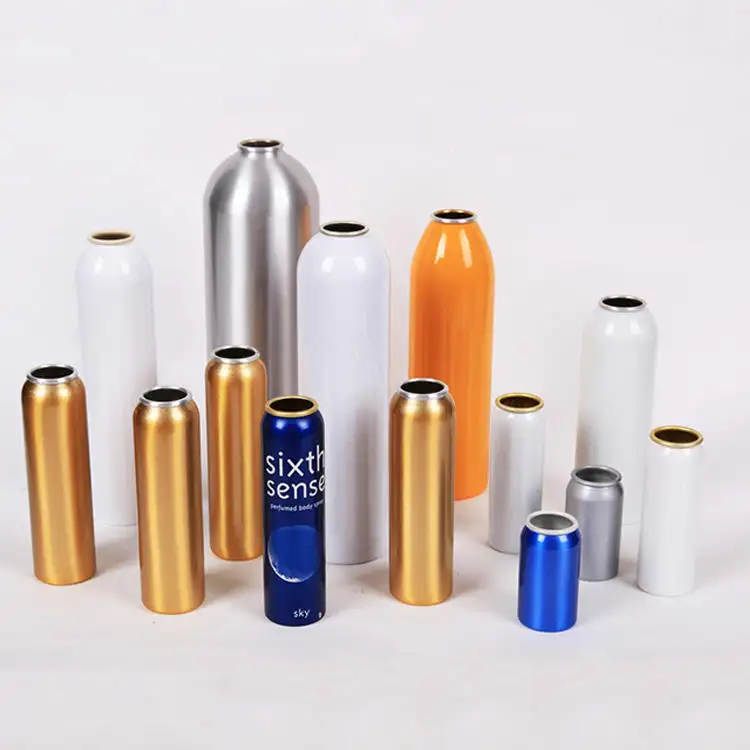 Kemasan kustom Aerosol kosmetik timah dapat isi ulang botol pasokan oksigen Bot aluminium kosong Aerosol kaleng untuk cat deodoran