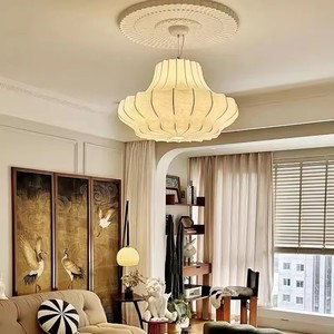 Japon Retro wabi-sabi tarzı ipek avize fransız tasarımcı sanat Metal lamba oturma odası yatak odası yemek odası için - Product Image 3
