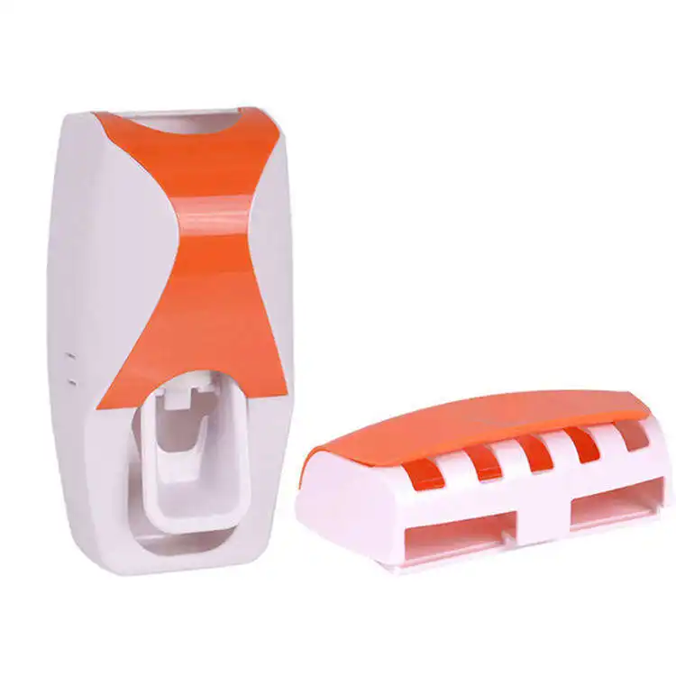 ארגונית לאמבטיה פלסטיק צינור משחת שיניים אוטומטית מתקן מסחטת מברשת שיניים הדבקת מחזיק מברשת שיניים סט צמוד לקיר
