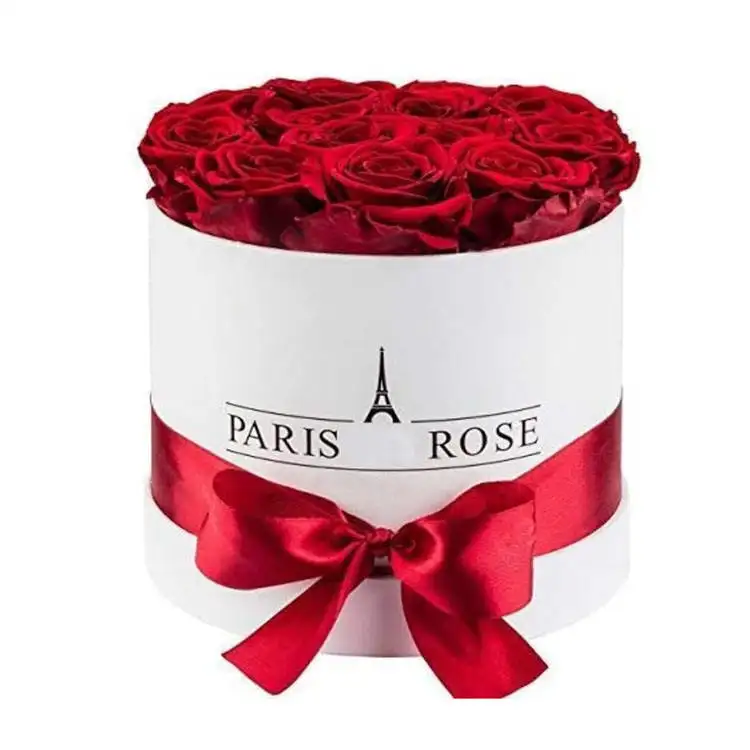 Aangepaste Luxe Rose Gift Zwarte Ronde Bloem Doos Voor Boeket Met Logo