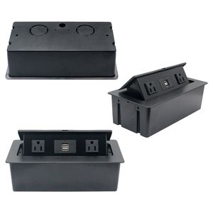 Caja de información de escritorio multifunción, toma USB integrada, agujero de red de ordenador, enchufe de escritorio universal de tres agujeros emergente - Product Image 2