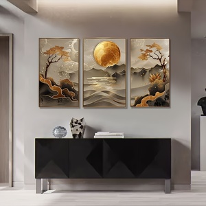 3個の生命の木と蓮の花のフレームなしの壁の絵画セット16x24インチのモダンな風景プリントの家庭用風景ポスター - Product Image 2