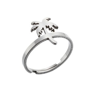 Simple Coconut <strong>Palm</strong> <strong>Tree</strong> Ring Fashion Stainless Steel Hollow Out Coconut <strong>Tree</strong> Ring Summer Beach Jewelry for Women - Product Image 1