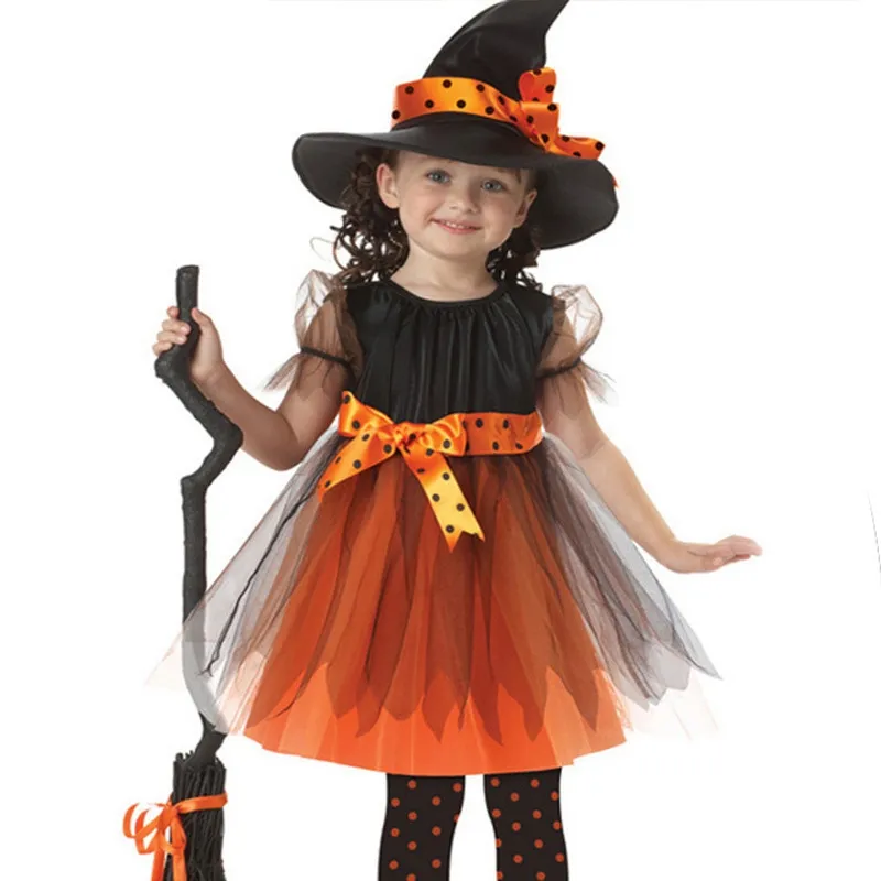 Disfraz de bruja elfo para niña de Halloween, COSPLAY PARA EL Día del Niño, traje de ropa divertida con varita mágica