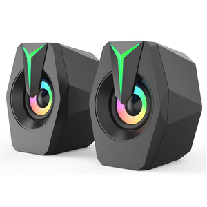 黑色迷你USB供电有线2.0游戏音乐扬声器，适用于台式笔记本电脑 - Product Image 1