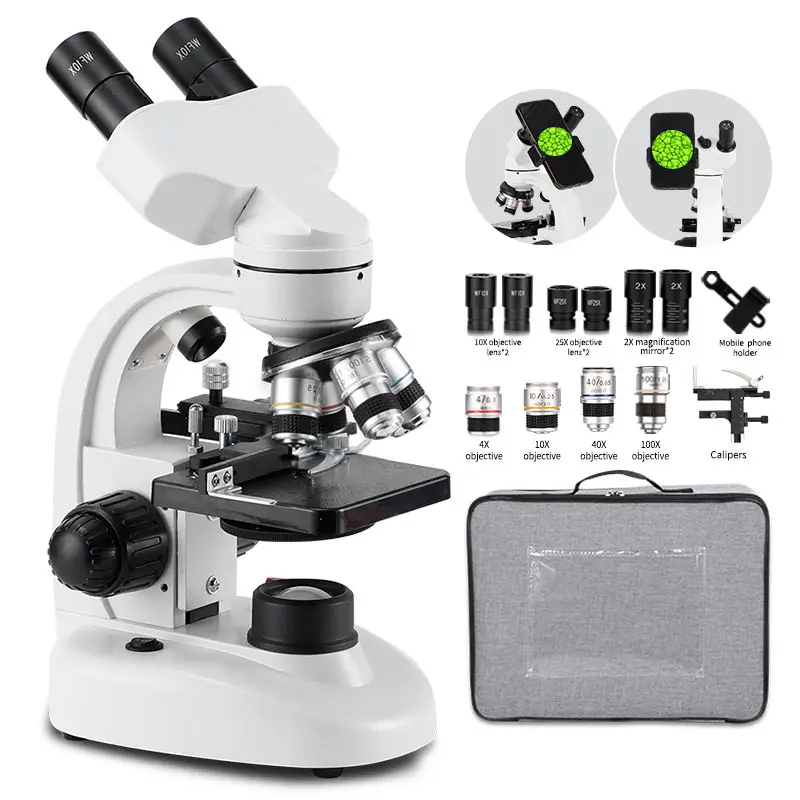 Microscopio binocular de biología de laboratorio de luz Led capilar 5000X más vendido para estudiantes fabricado en China