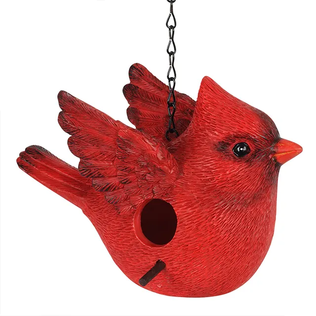 OEM Novo Design Atacado Jardim Ao Ar Livre Pátio Resina Decorativa Pintado À Mão Bird Nest Jardim Pendurado Bird Cage